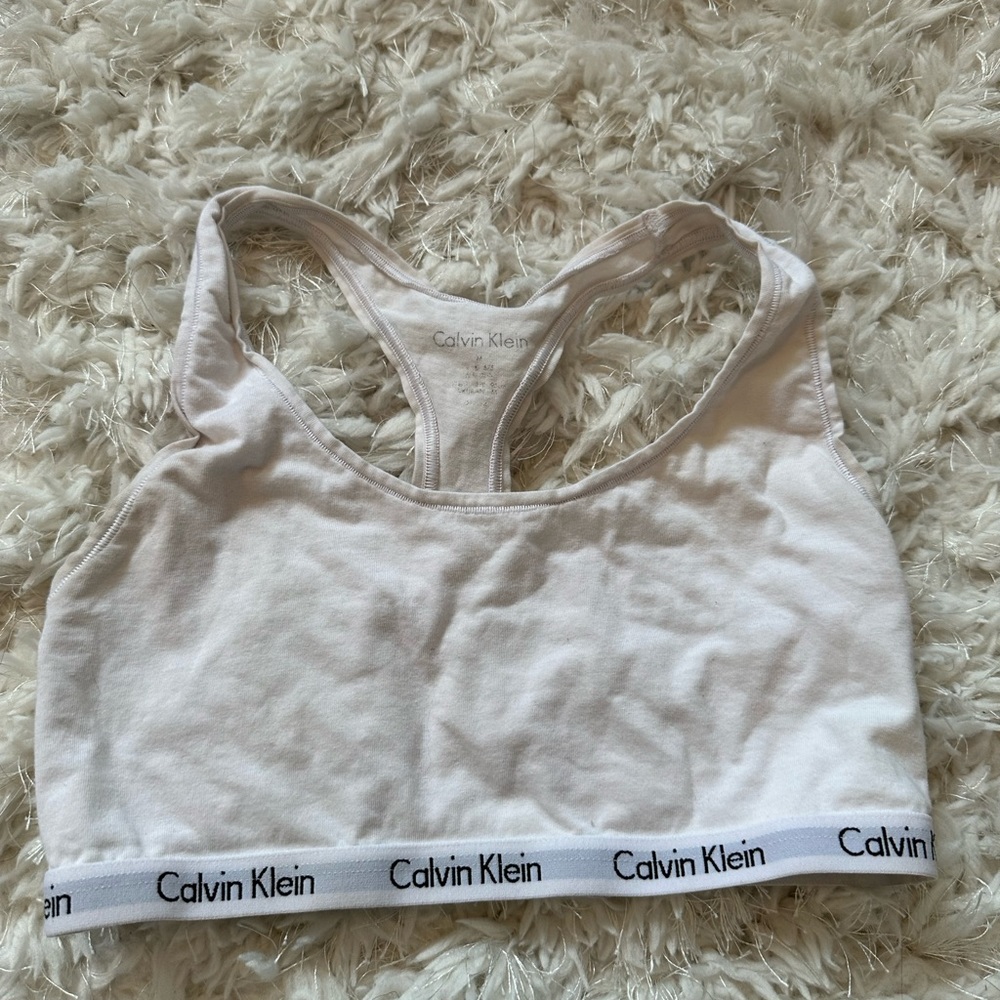 White Calvin Klein sports bra